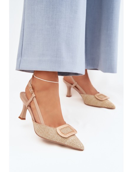 Women's High Heel Sandals With Decorative Element Nude Eslina