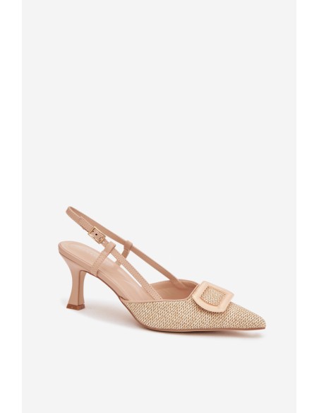 Women's High Heel Sandals With Decorative Element Nude Eslina