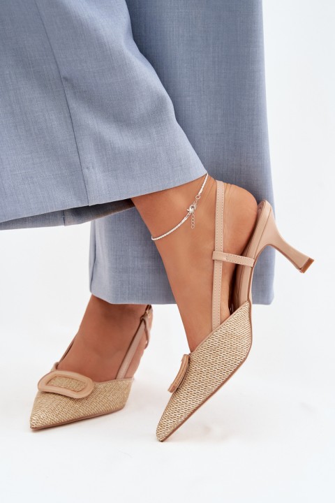 Women's High Heel Sandals With Decorative Element Nude Eslina