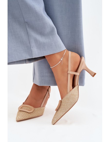 Women's High Heel Sandals With Decorative Element Nude Eslina