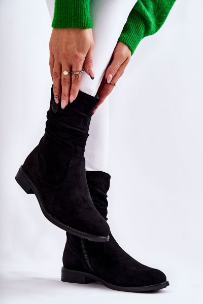 Women's Crinkled Suede Boots Black Joanne 2