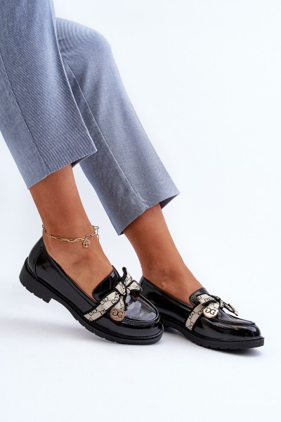 Lacquered Women's Loafers Moccasins S.Barski HY330A Black