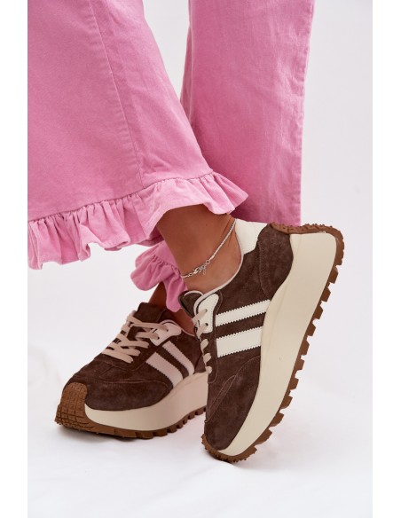 Suede Sneakers on a Massy Platform D&A GR61-5986 Chocolate