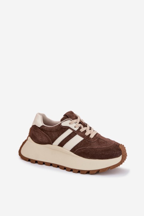 Suede Sneakers on a Massy Platform D&A GR61-5986 Chocolate
