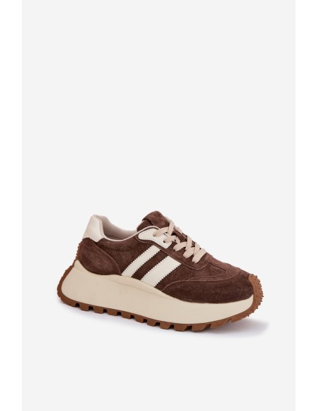 Suede Sneakers on a Massy Platform D&A GR61-5986 Chocolate