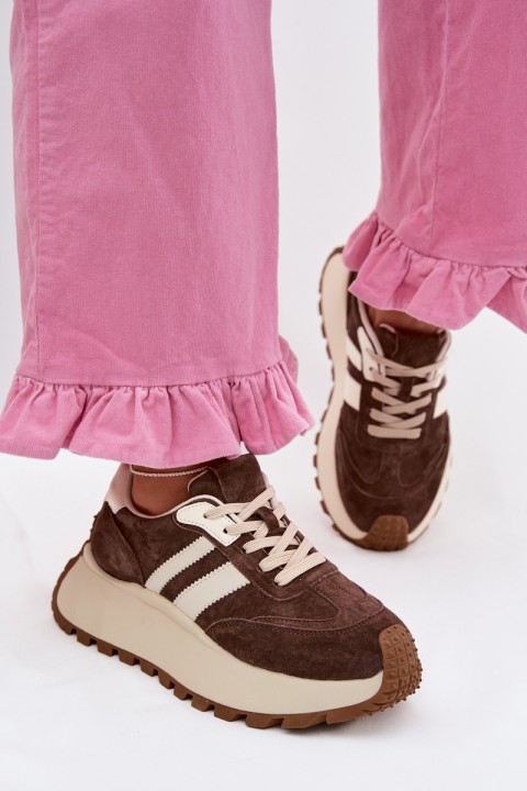 Suede Sneakers on a Massy Platform D&A GR61-5986 Chocolate