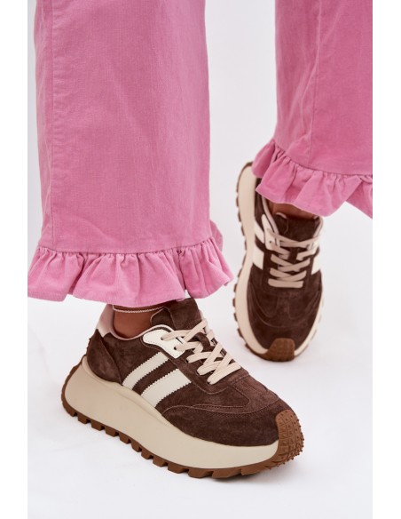 Suede Sneakers on a Massy Platform D&A GR61-5986 Chocolate