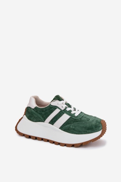 Suede Sneakers With Thick Platform D&A GR61-5986 Green 2