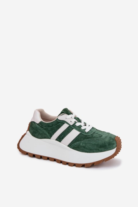 Suede Sneakers With Thick Platform D&A GR61-5986 Green