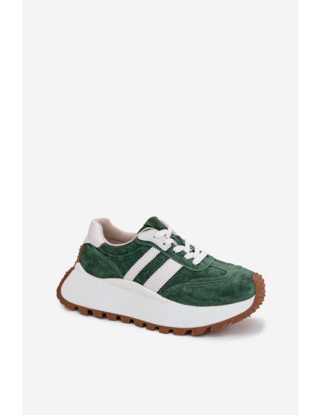Suede Sneakers With Thick Platform D&A GR61-5986 Green
