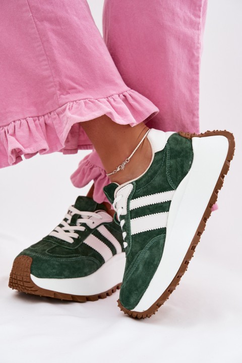 Suede Sneakers With Thick Platform D&A GR61-5986 Green