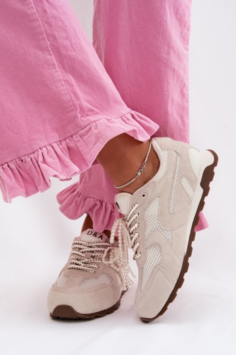 Women's Leather Suede Sneakers MK61-0705 Gray