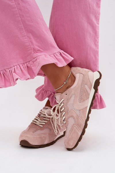 Leather Suede Women's Sneakers MK61-0705 Pink
