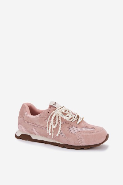 Leather Suede Women's Sneakers MK61-0705 Pink 2