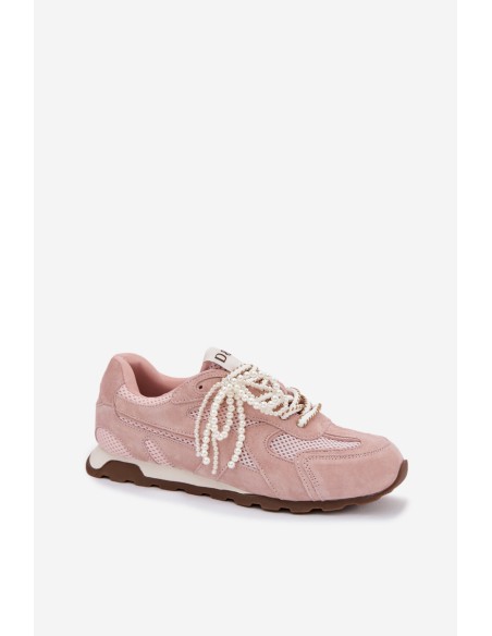 Leather Suede Women's Sneakers MK61-0705 Pink