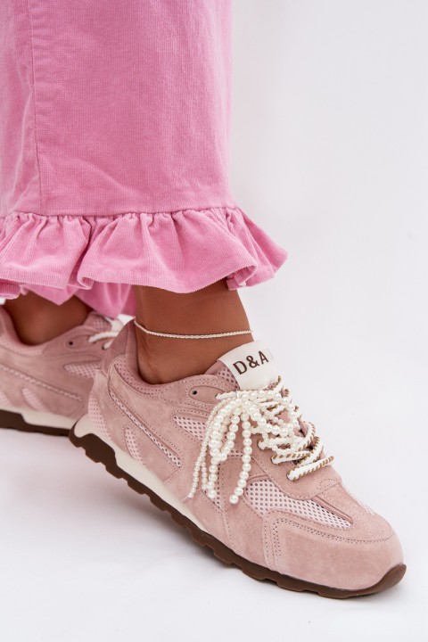 Leather Suede Women's Sneakers MK61-0705 Pink