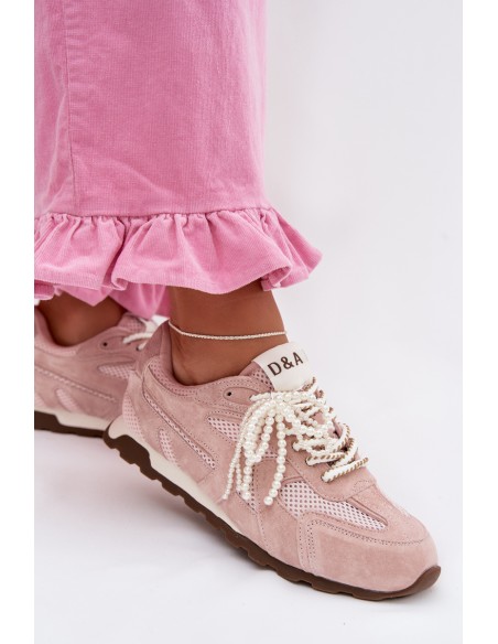 Leather Suede Women's Sneakers MK61-0705 Pink