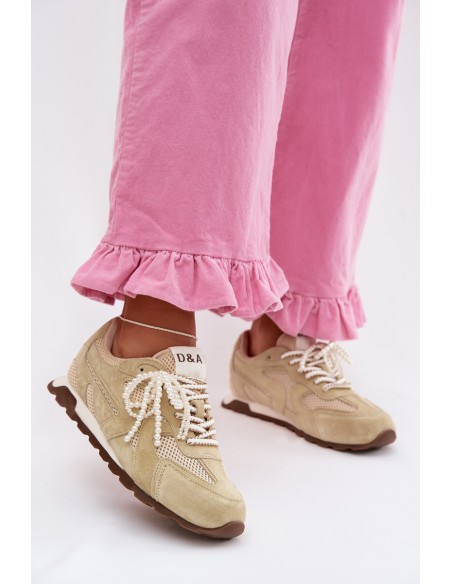 Women's Leather Suede Sneakers MK61-0705 Light Green