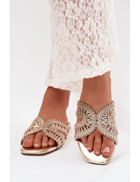 Women's Flat Gold Slippers Fariella