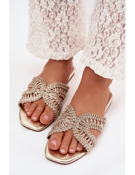 Women's Flat Gold Slippers Fariella