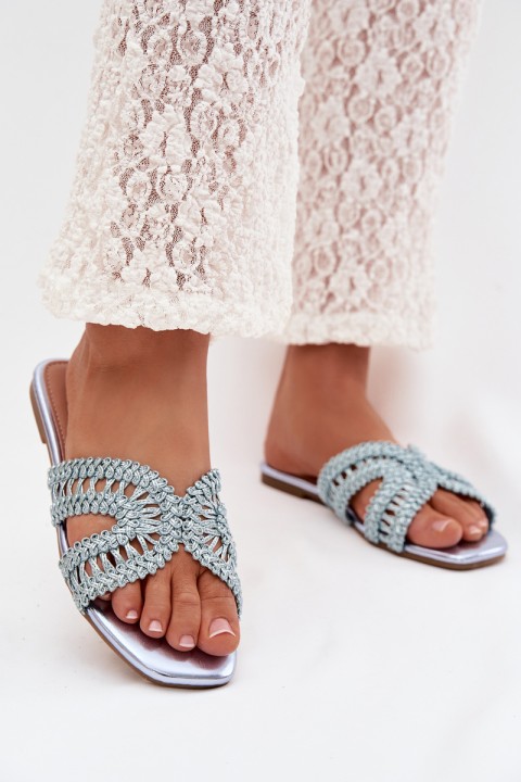 Women's Flat Blue Slides Fariella