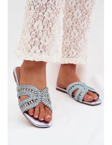 Women's Flat Blue Slides Fariella