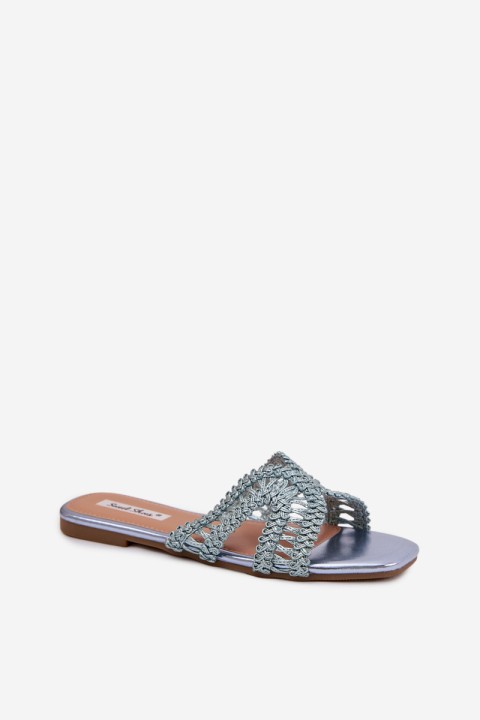 Women's Flat Blue Slides Fariella