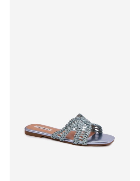 Women's Flat Blue Slides Fariella