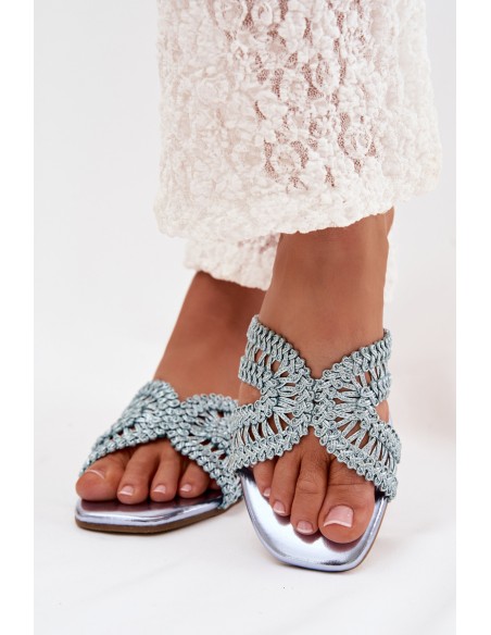 Women's Flat Blue Slides Fariella