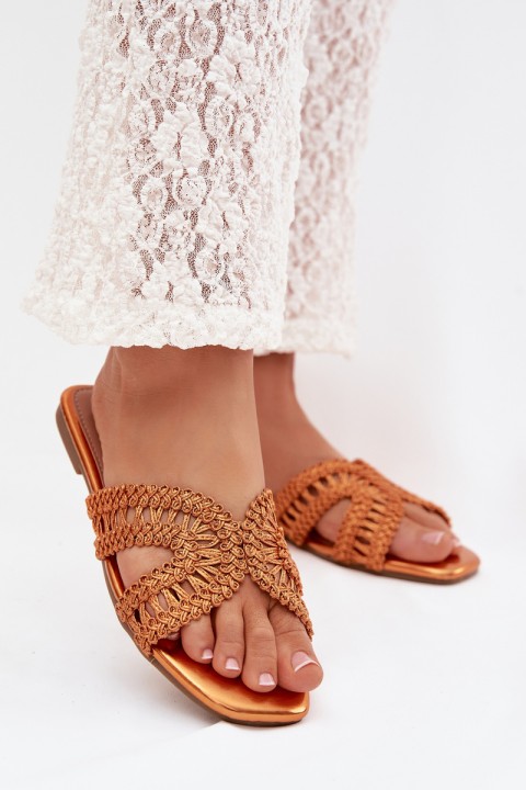 Women's Flat Orange Slippers Fariella