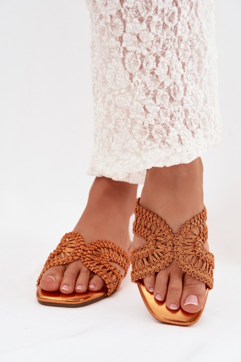 Women's Flat Orange Slippers Fariella