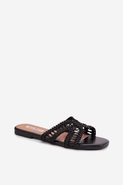 Women's Flat Black Slides Fariella 2