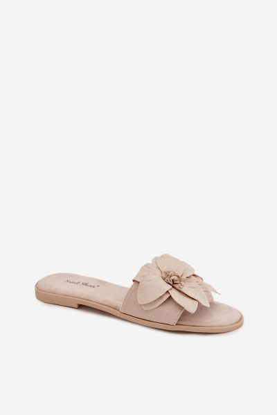 Women's Flat Shoes With Decorative Flowers Jasnobeżowe Elzoria 2
