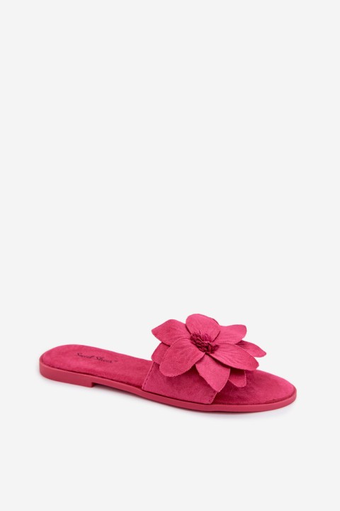 Women's Flat Fuchsia Floral Slides Elzoria