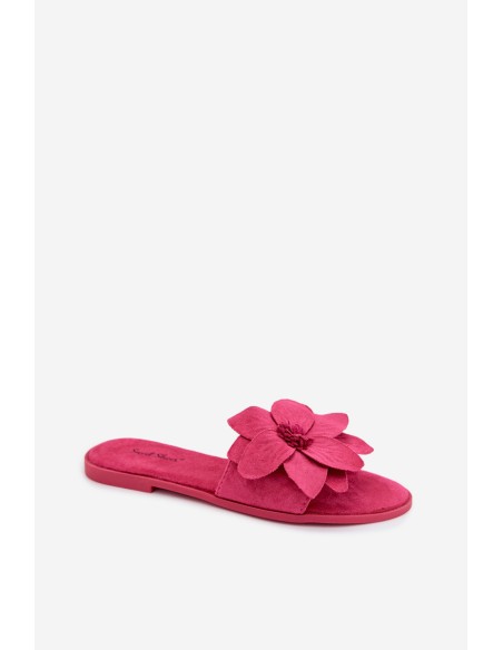 Women's Flat Fuchsia Floral Slides Elzoria