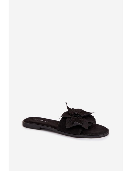 Women's Flat Black Floral Shoes Elzoria