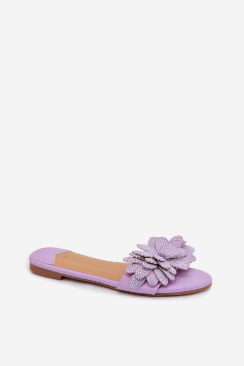 Women's Flat Decorated Purple Grelora Slides