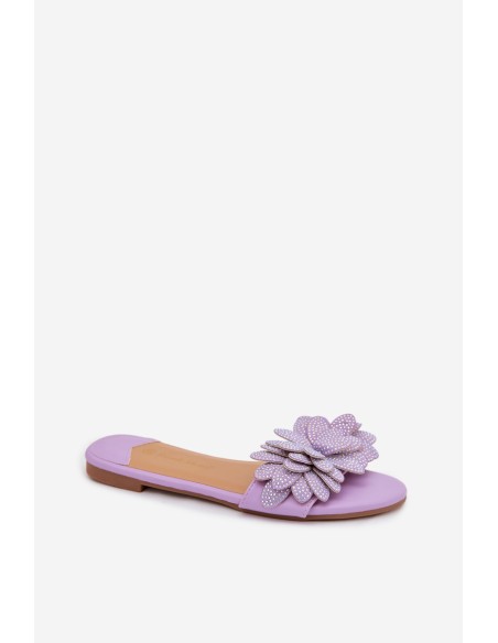 Women's Flat Decorated Purple Grelora Slides