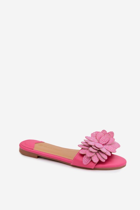 Women's Flat Fuchsia Decor Slides Grelora