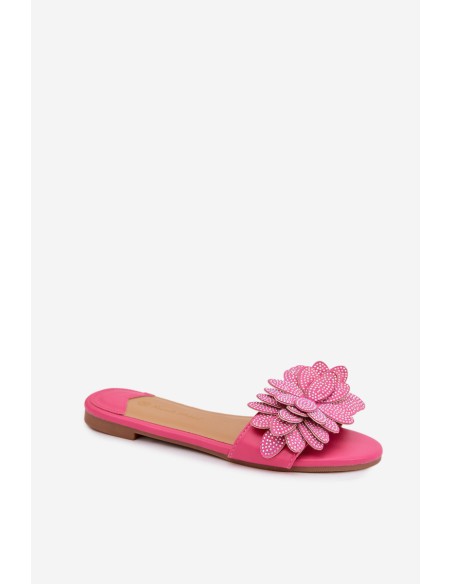 Women's Flat Fuchsia Decor Slides Grelora