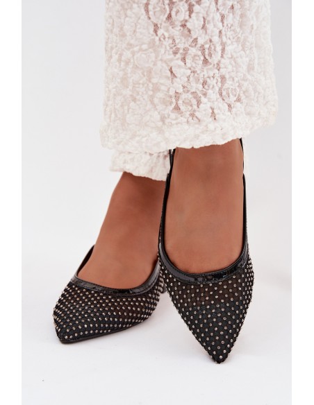 Pyvona Mesh Ballerinas With Open Heel Black