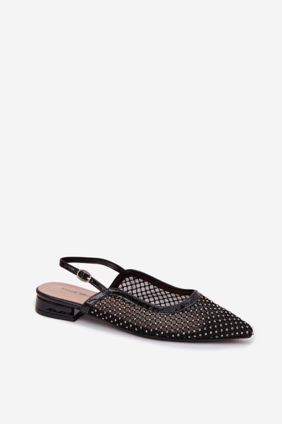 Pyvona Mesh Ballerinas With Open Heel Black 2