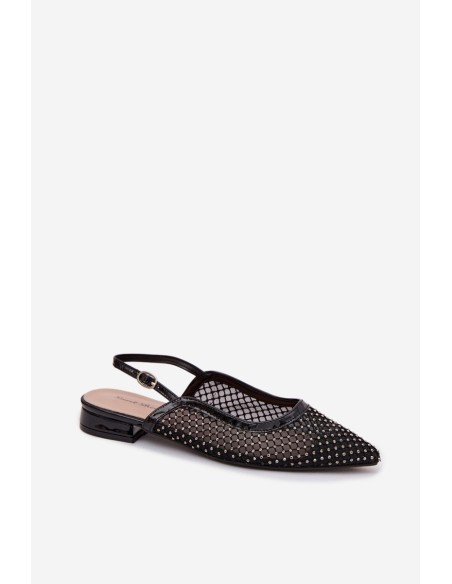 Pyvona Mesh Ballerinas With Open Heel Black