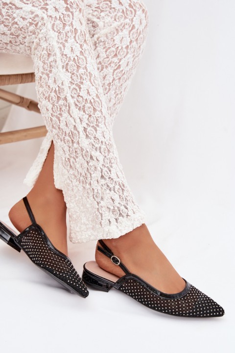 Pyvona Mesh Ballerinas With Open Heel Black
