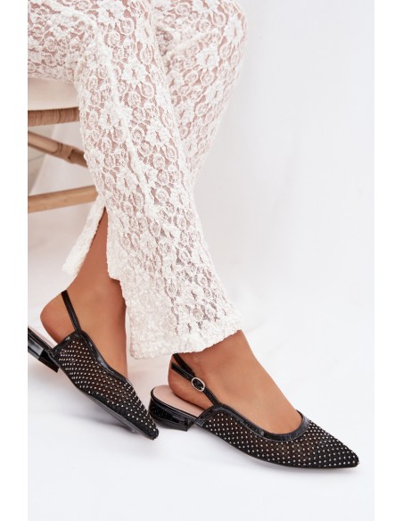 Pyvona Mesh Ballerinas With Open Heel Black