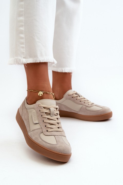 Leather Suede Women's Sneakers Vinceza 7933 Gray