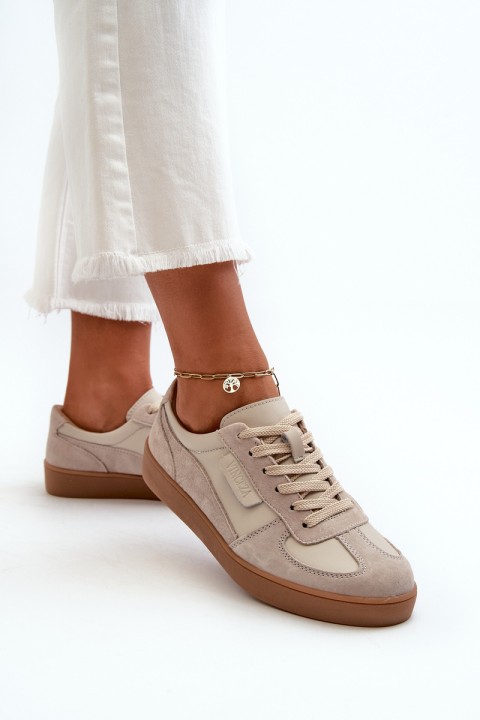 Leather Suede Women's Sneakers Vinceza 7933 Gray