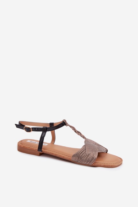 Women's Flat Black Sandals Nexora
