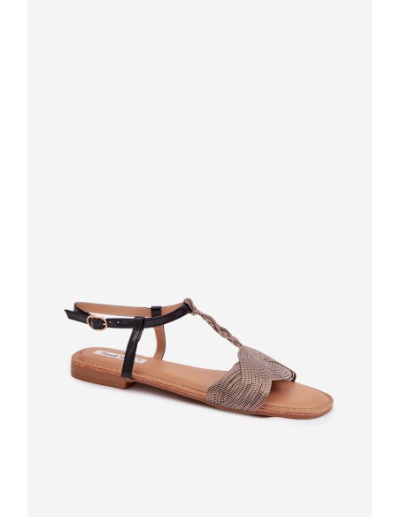 Women's Flat Black Sandals Nexora