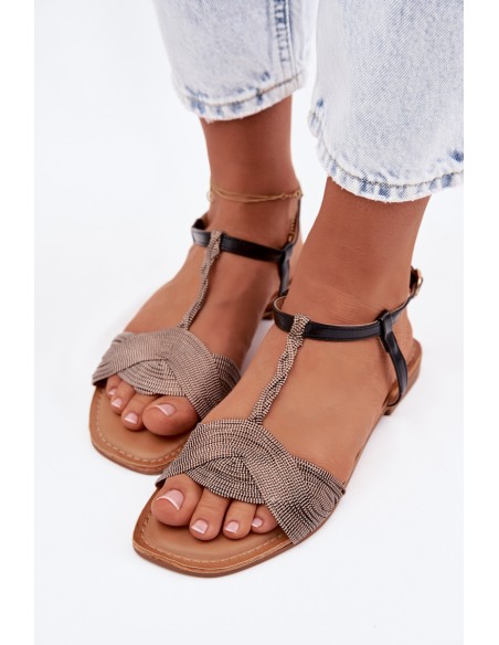 Women's Flat Black Sandals Nexora